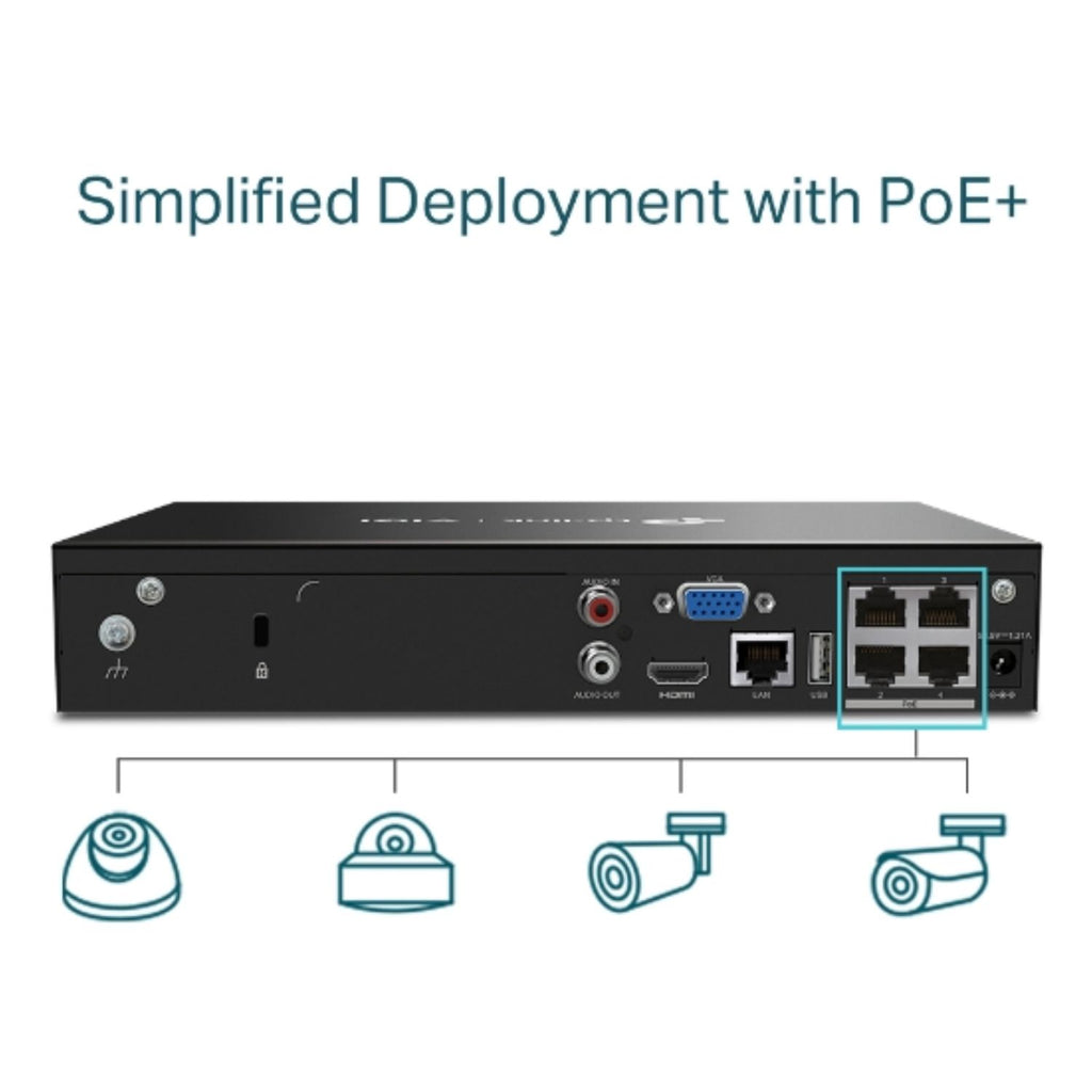 VIGI 4-Channel 4K PoE NVR - 8MP Security Camera Recorder TP-LINK