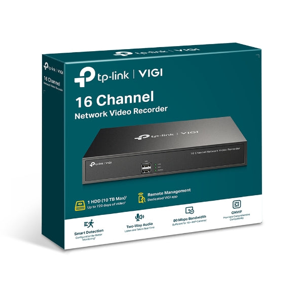(CH)TP-Link VIGI NVR1016H 16 Channel Network Video Recorder, 24/7 Continuous Recording, Up To 10TB - VIGI NVR1016H