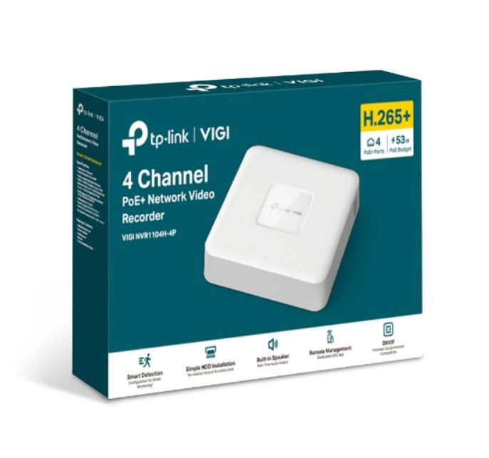 VIGI 4-Channel PoE NVR - 4K Network Video Recorder for Security Cameras TP-LINK