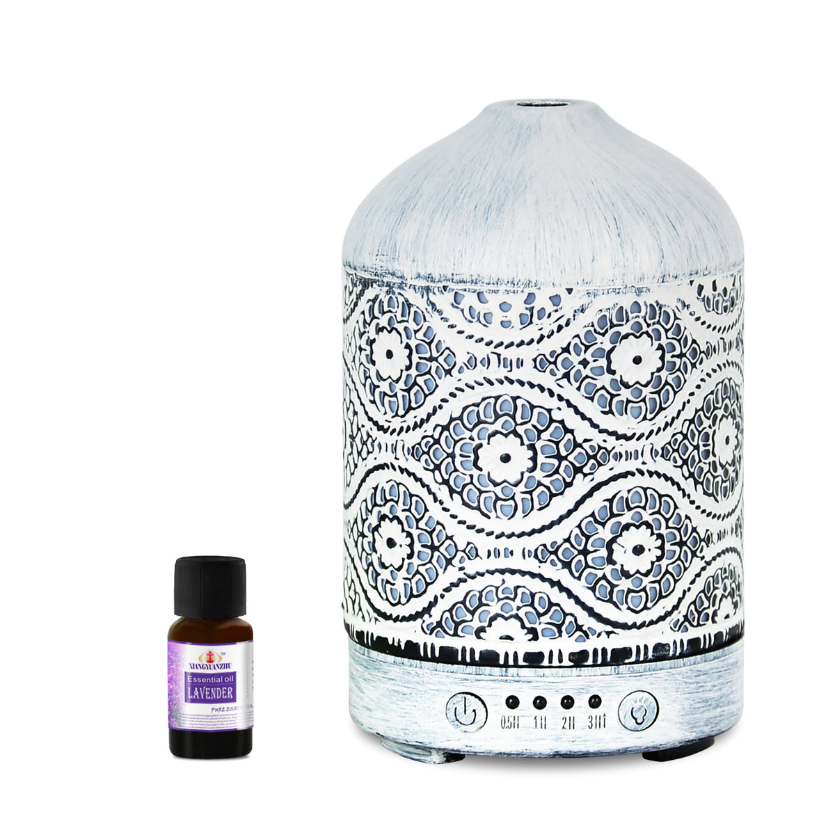 mbeat activiva Vintage White Metal Aroma Diffuser - 100ml, 7 LED Colors 