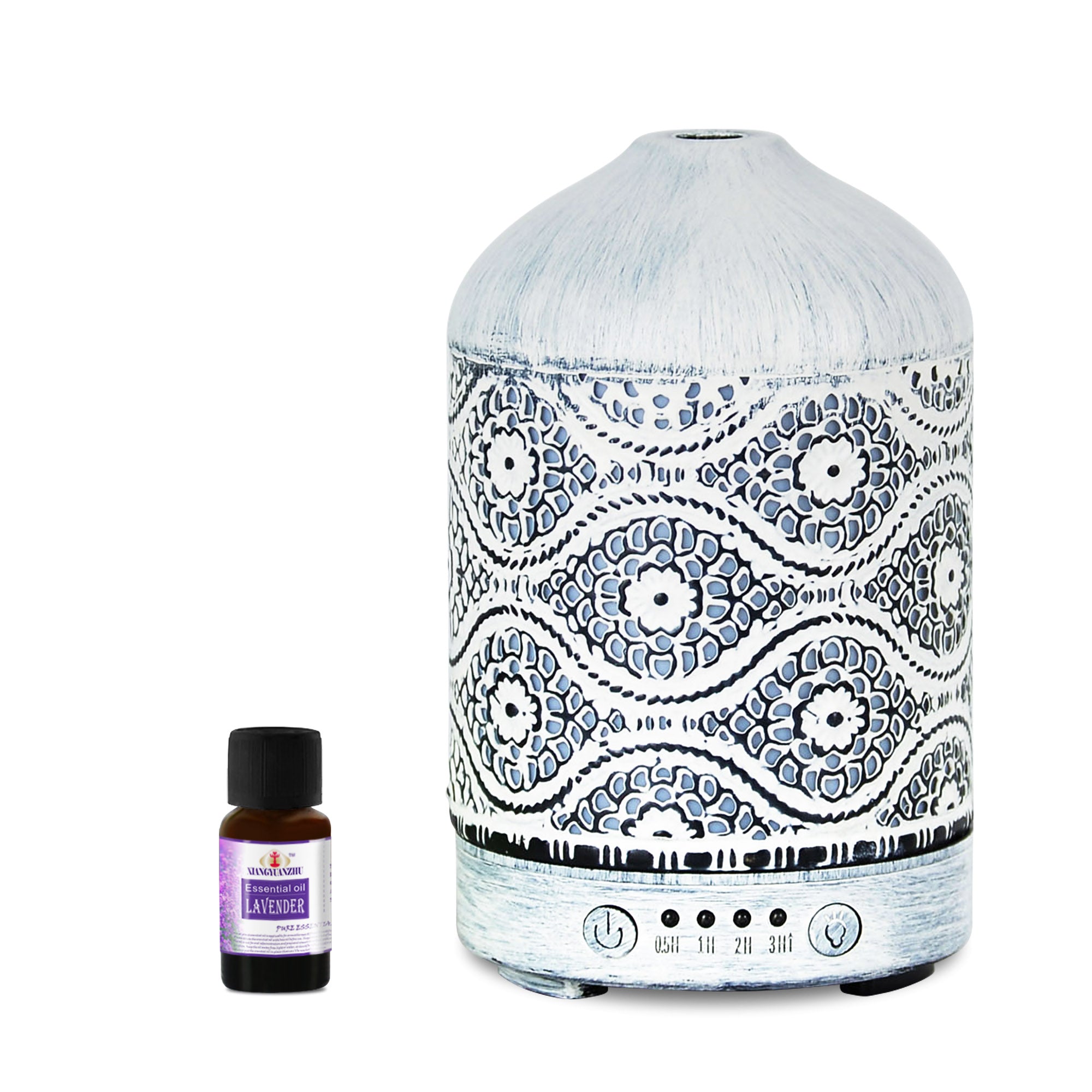 mbeat activiva Vintage White Metal Aroma Diffuser - 100ml, 7 LED Colors 