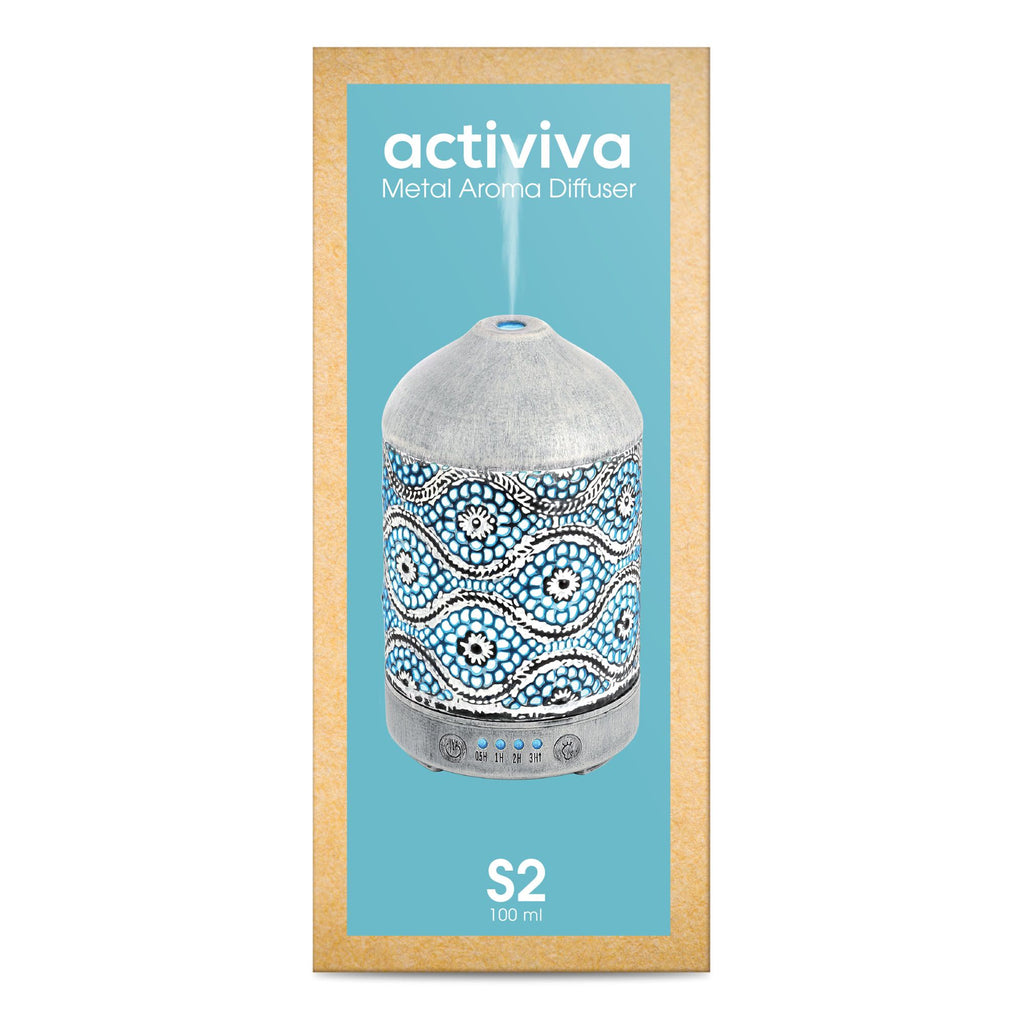 mbeat activiva Vintage White Metal Aroma Diffuser - 100ml, 7 LED Colors 