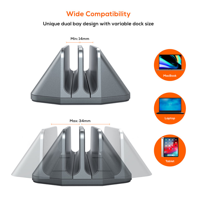 mbeat Stage S5 Dual Vertical Laptop & Tablet Stand - Adjustable MBEAT