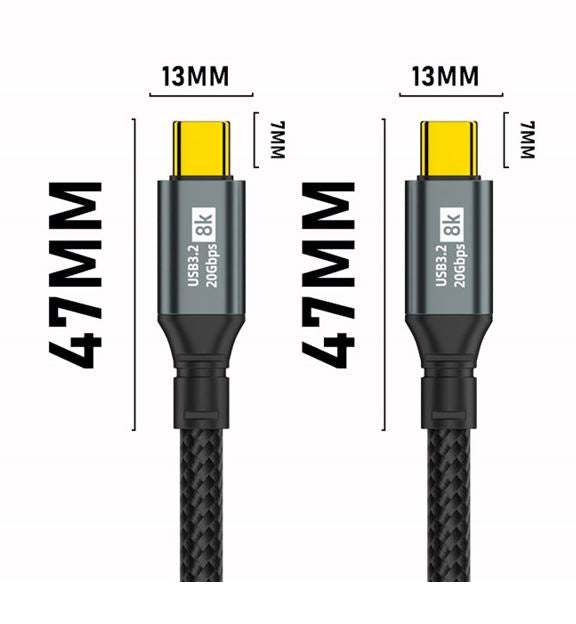 Oxhorn USB-C to USB-C 2m Cable: 8K Video, 20Gbps Data, 100W Power
