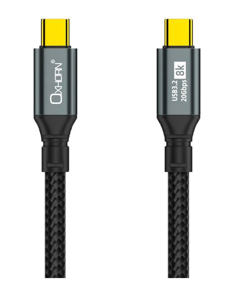 Just You PC Oxhorn USB 3.2 Gen 2×2 3m USB-C to USB-C 20Gbps 8K@60Hz 20V 100W E-Marker Chip Black fast charging