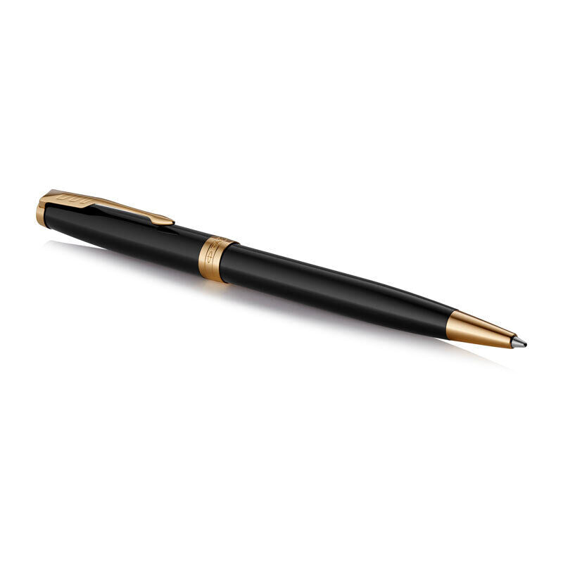Parker Sonnet Black Lacquer Gold Trim Ballpoint Pen 
