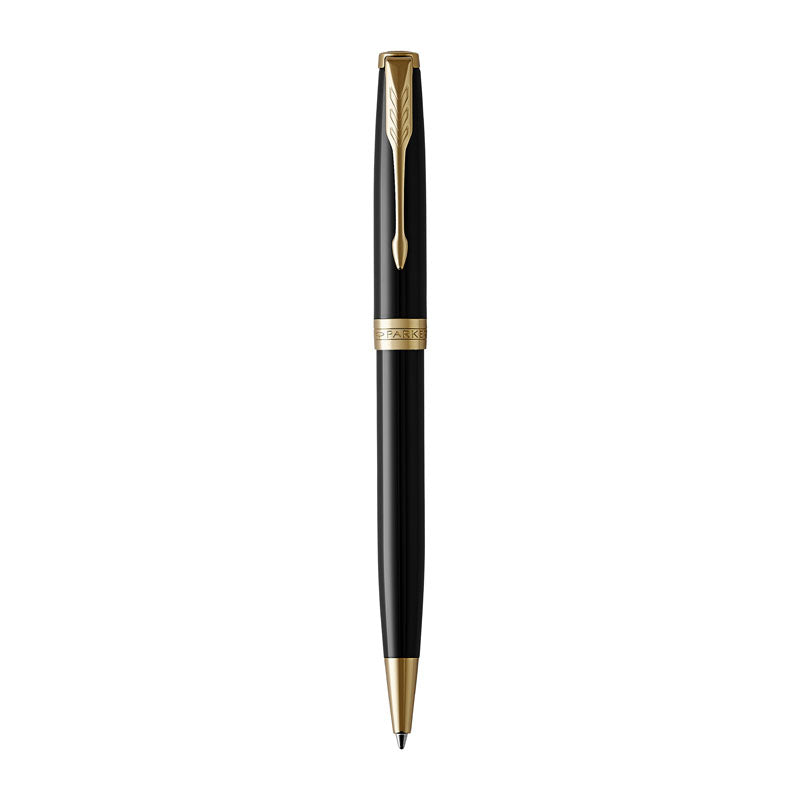 Parker Sonnet Black Lacquer Gold Trim Ballpoint Pen 