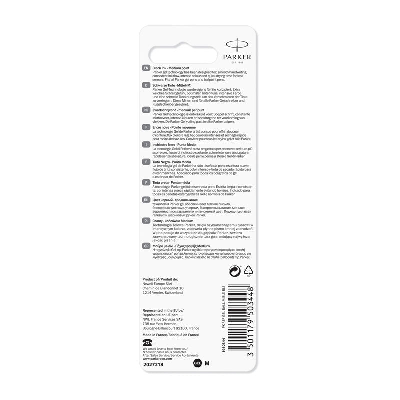 Parker Black Gel Pen Refill - 0.7mm Fine Point 