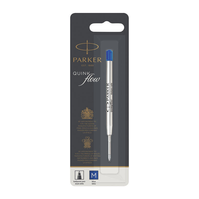 Genuine Parker Quinkflow Ballpoint Refill - Medium Blue Ink 