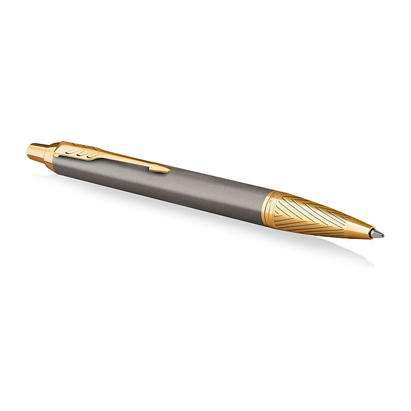 Parker IM Grey Lacquer Gold Trim Ballpoint Pen 