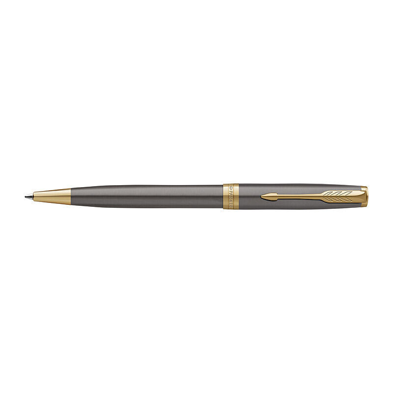 Parker Sonnet Grey Lacquer Gold Trim Ballpoint Pen 