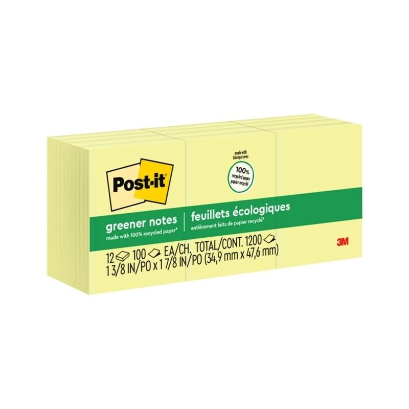 Post-it Super Sticky Notes, Yellow, 3x3 Inch, 12-Pack 