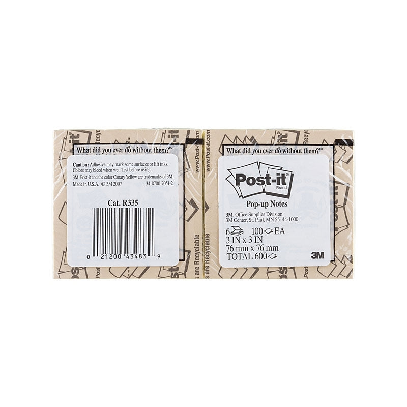 Post-it Pop-up Sticky Notes, Yellow, 73x73mm, 6 Pack 