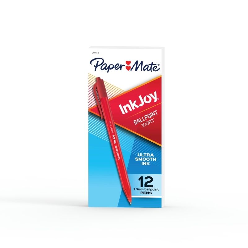 Paper Mate InkJoy 100RT Retractable Red Ballpoint Pens, 12-Pack 