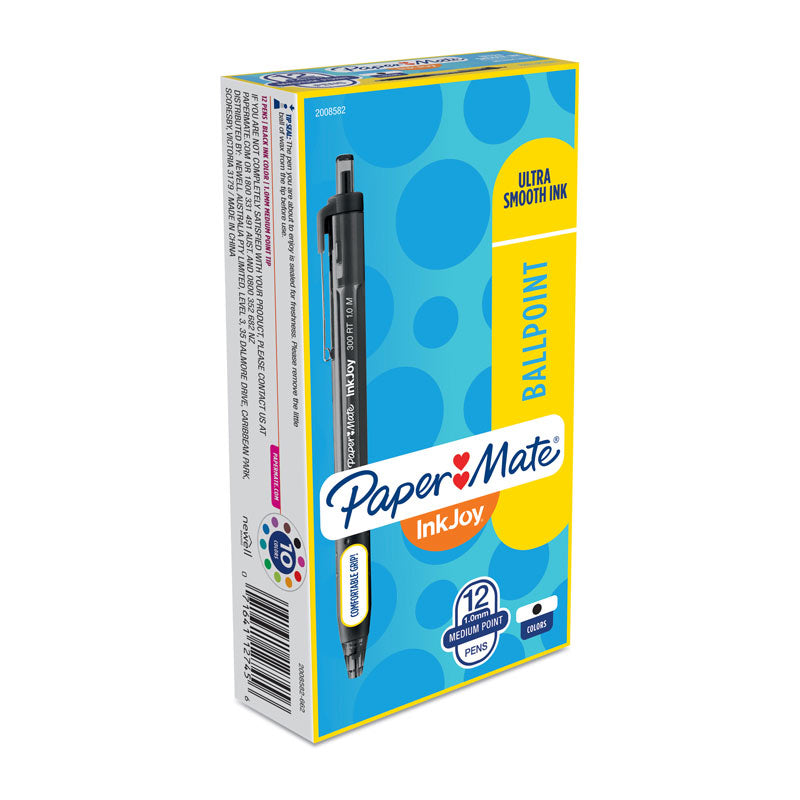 Paper Mate InkJoy 300RT Ret retractable Black Ballpoint Pens, 12-Pack 
