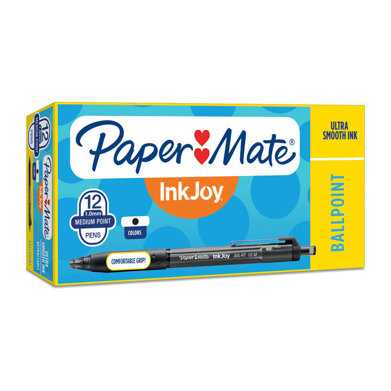 Paper Mate InkJoy 300RT Ret retractable Black Ballpoint Pens, 12-Pack 