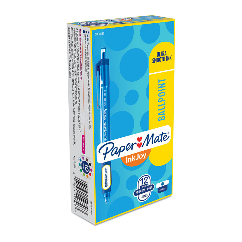Paper Mate InkJoy 300RT Blue Ballpoint Pens - 12 Pack 