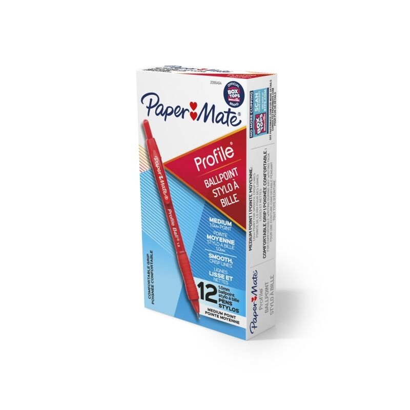 PM Profile Red Ballpoint Pens, 1.0mm Medium Point (12 Pack) 