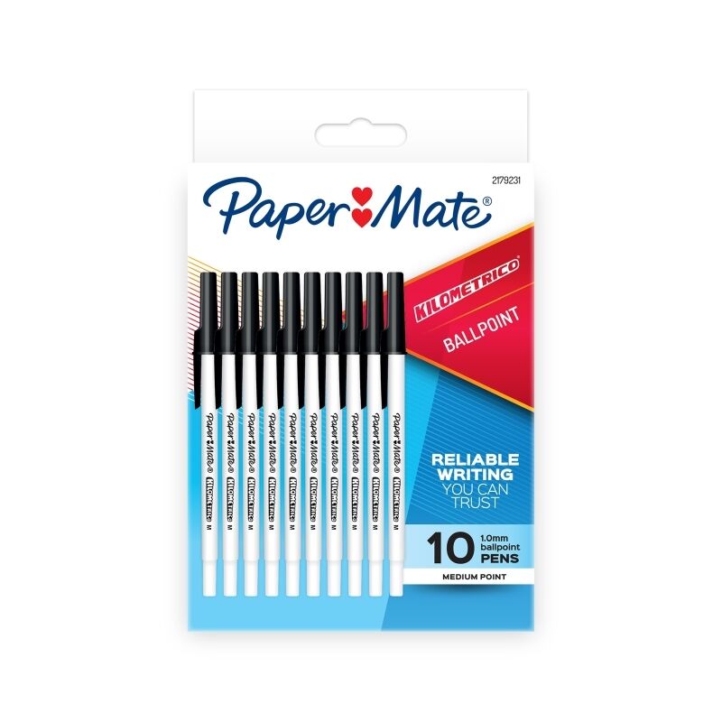 Paper Mate Kilometrico Black Ballpoint Pens - Box of 12 