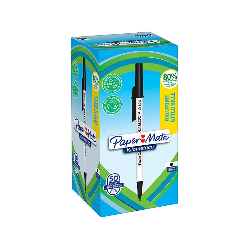 Paper Mate Kilometrico Black Ballpoint Pens - Box of 50 