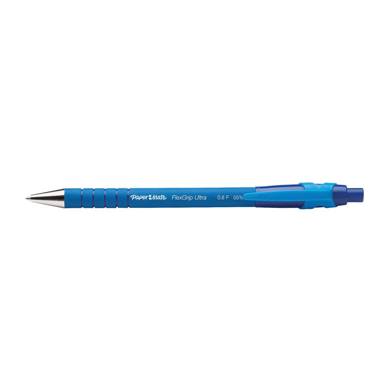 Paper Mate FlexGrip RT Retractable Blue Ballpoint Pens, 0.8mm, 12-Pack 