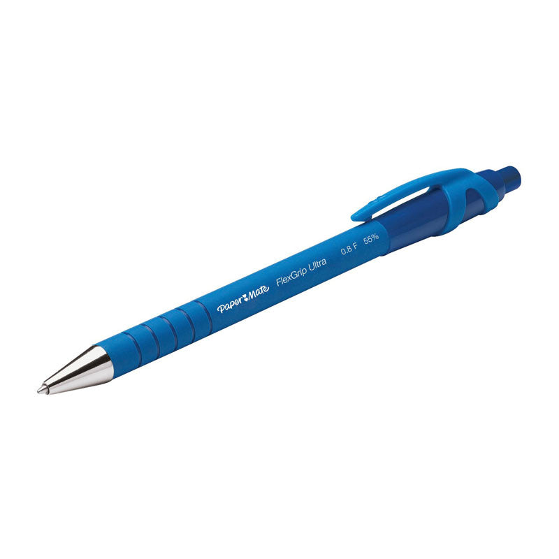 Paper Mate FlexGrip RT Retractable Blue Ballpoint Pens, 0.8mm, 12-Pack 