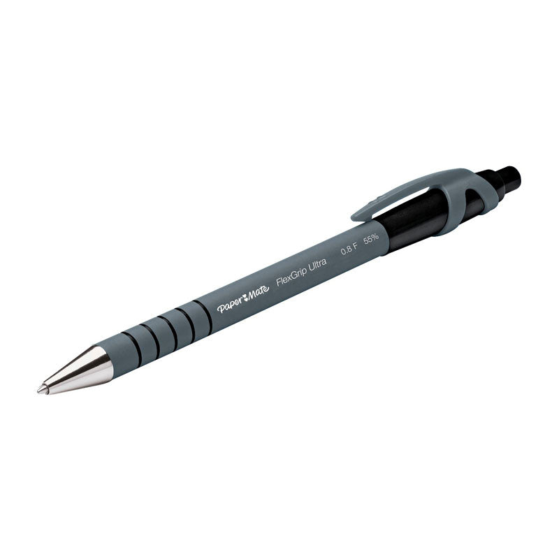 Paper Mate FlexGrip Ultra Retractable Pens, 0.8mm, Black, 12-Pack 