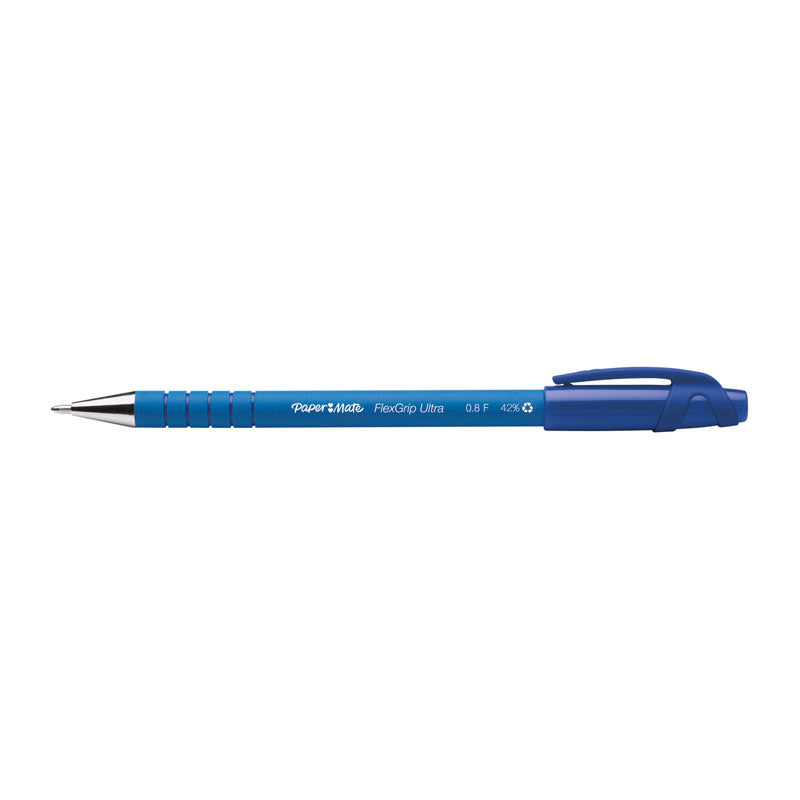 PM Flex Grip Blue Ballpoint Pens 0.8mm - Smooth Writing, Box of 12 