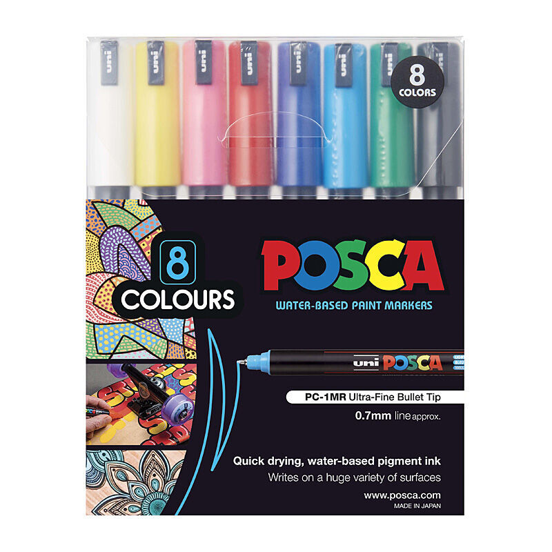 Posca PC-1MR Ultra Fine Marker Pen Set - Assorted 8-Pack 
