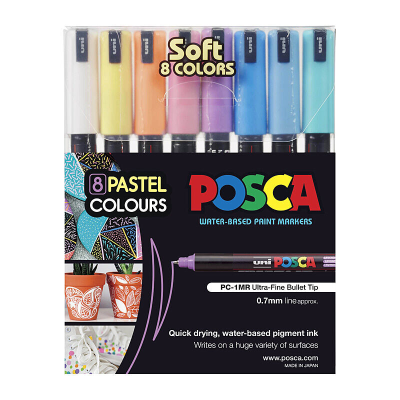 Posca PC-1MR Extra Fine Soft Color Markers - 8 Pack 