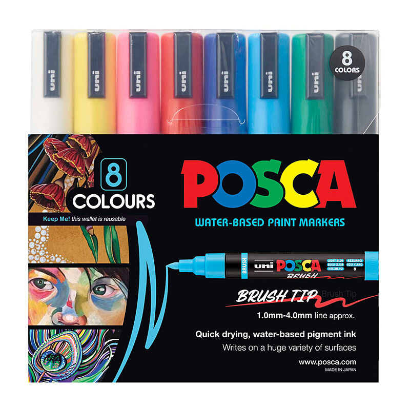 Posca Assorted Paint Marker Set - Medium Tip 8-Pack