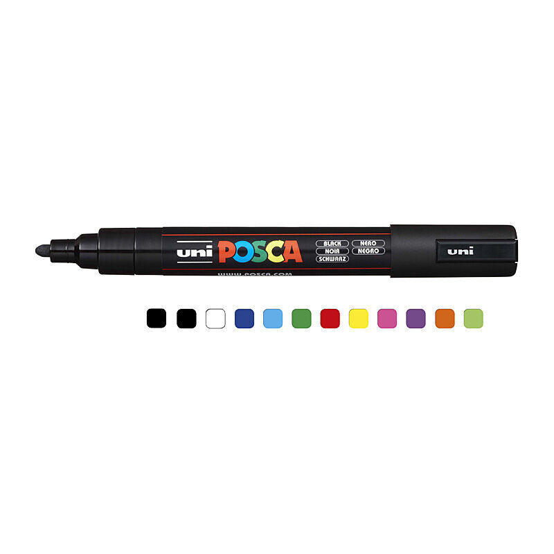 Posca PC-5M Medium Tip Paint Markers - Vibrant Assorted 12 Pack 