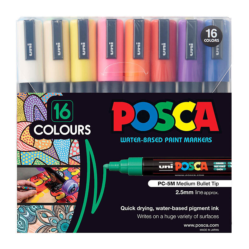 Posca PC-5M Medium Bullet Paint Markers - Assorted 16 Pack 