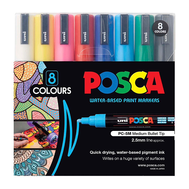 Posca PC-5M Medium Tip Assorted Paint Markers - 8 Pack 
