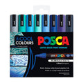 Posca PC-5M Medium Bullet Paint Markers - 8 Cool Color Set 
