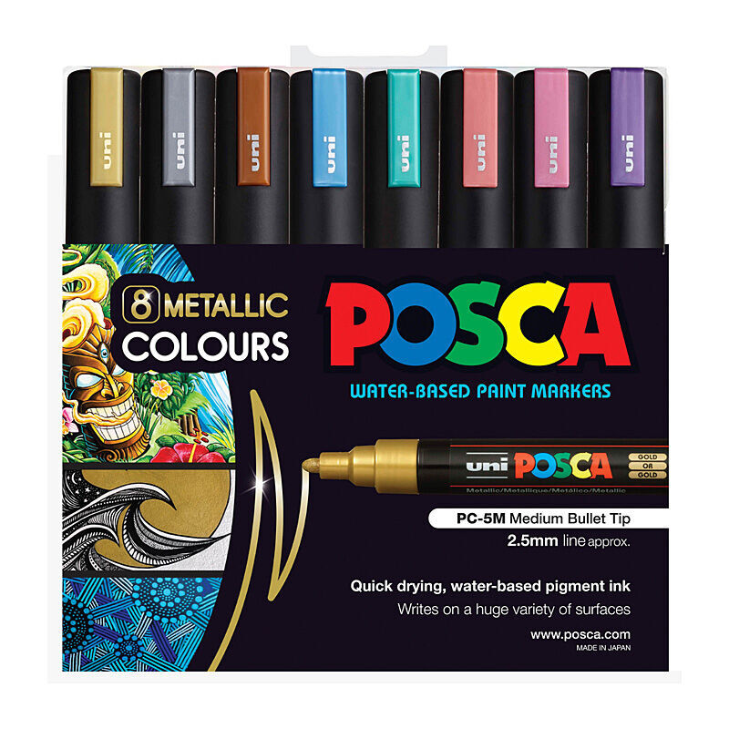 Posca PC-5M Metallic Markers 8-Pack | Medium Bullet Tip