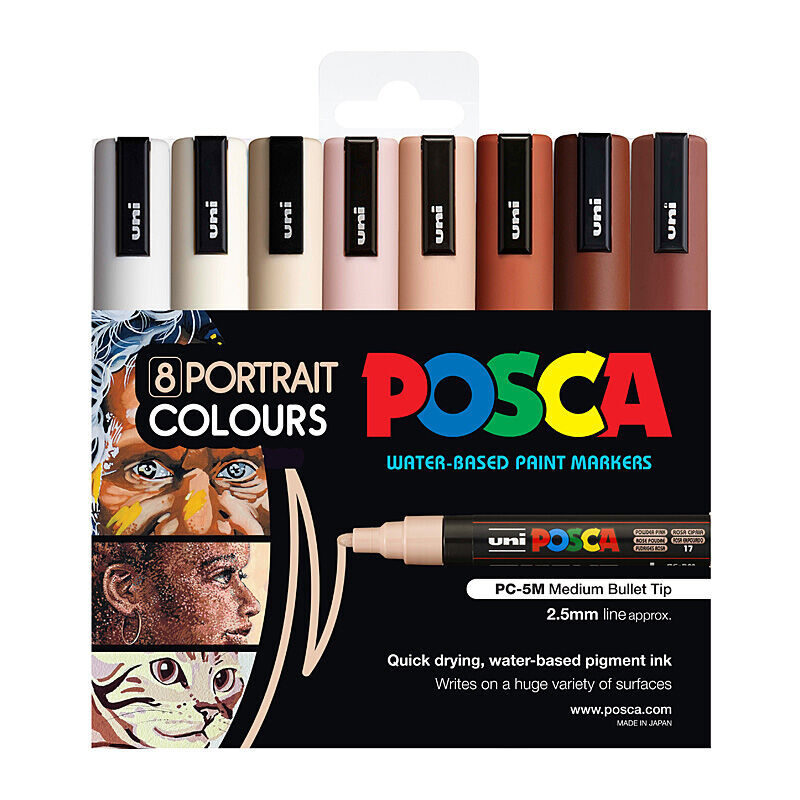 Posca PC-5M Medium Paint Markers - Portrait Pack of 8 