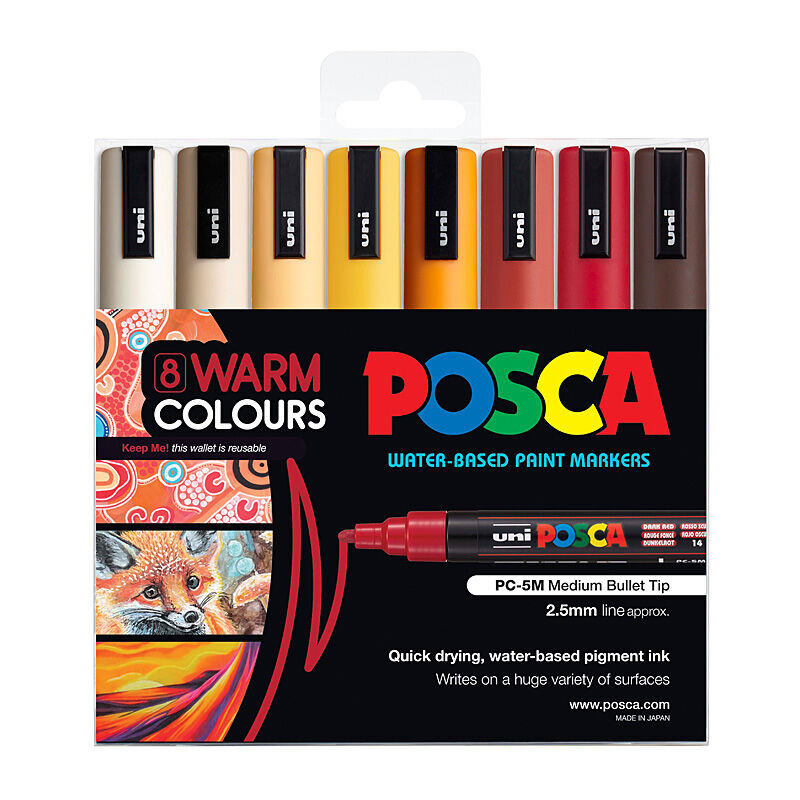 Posca PC-5M Medium Tip Paint Markers - Warm 8-Pack 