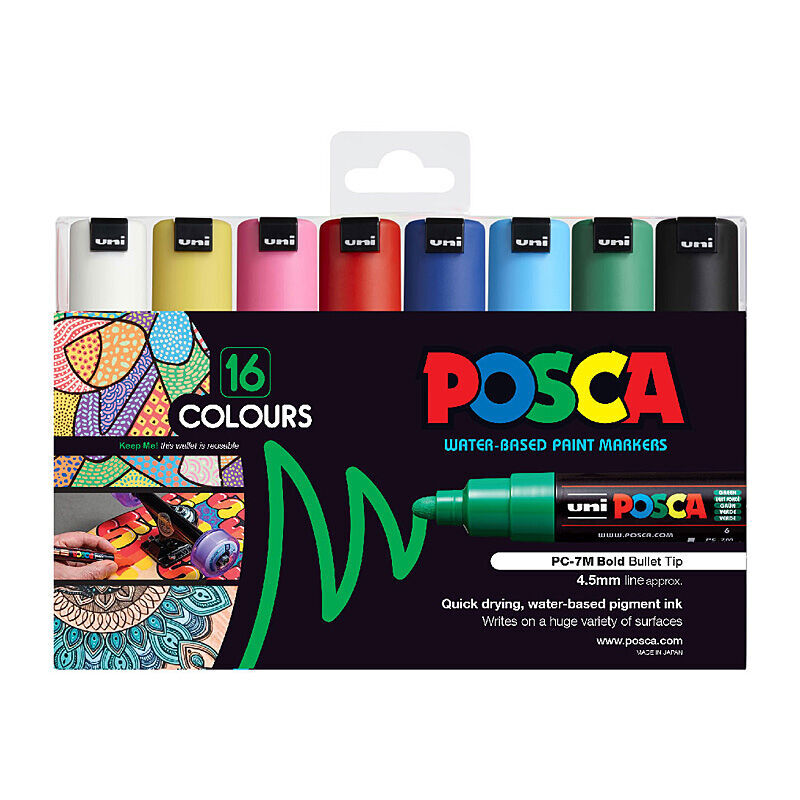 Posca PC-7M Bold Paint Markers | Assorted 16 Pack 