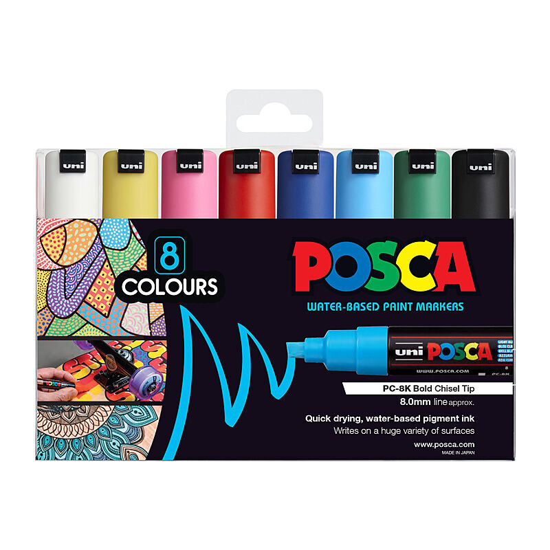 Posca PC-8M Bold Chisel Markers - Assorted 8-Pack 