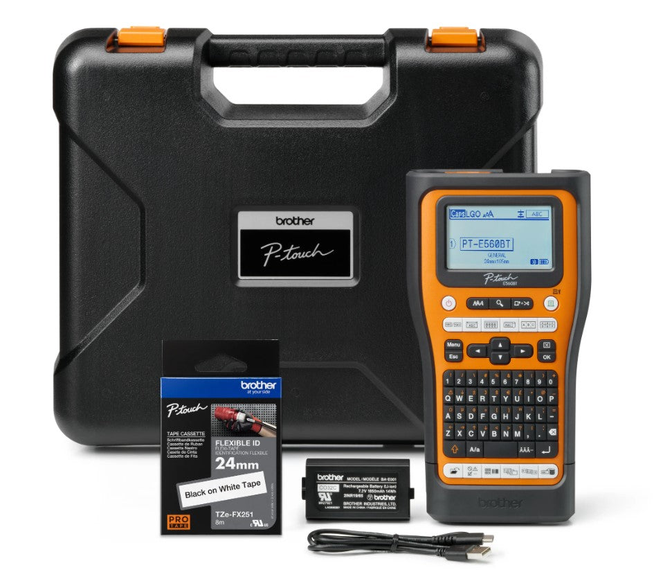 E-Series Professional Electrical Label Printer Kit for On-Site Work Brother