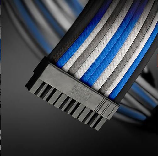 Antec 30cm Sleeved PSU Extension Cable Kit with Combs - Blue/Black Antec