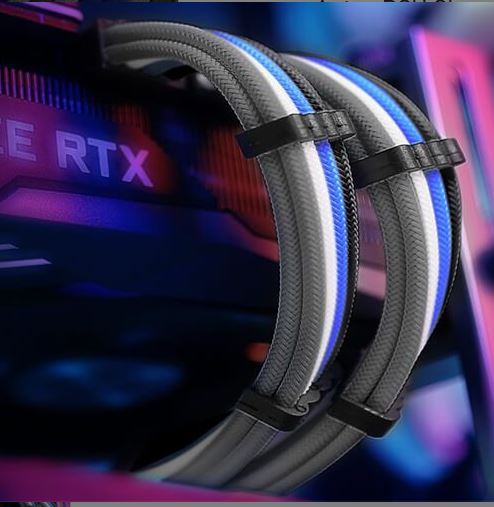 Antec 30cm Sleeved PSU Extension Cable Kit with Combs - Blue/Black Antec
