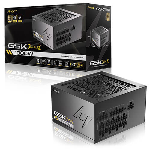 Antec GSK1000 AU, ATX 12V 3.1, 1000W, Full-Modular, 80 Plus Gold, 120mm FDB fan, 100–240V, OCP/OVP/UVP/SCP/OPP