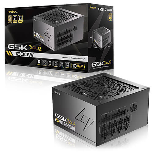Antec GSK1200 AU, ATX 12V 3.1, 1200W, Full-Modular, 80 Plus Gold, 120mm FDB fan, 100–240V, OCP/OVP/UVP/SCP/OPP
