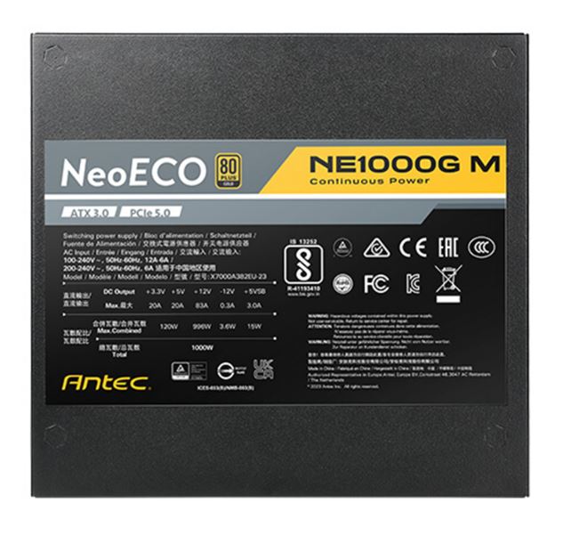 Antec NE1000G M White 1000W ATX 3.0 Modular Gaming Power Supply Antec
