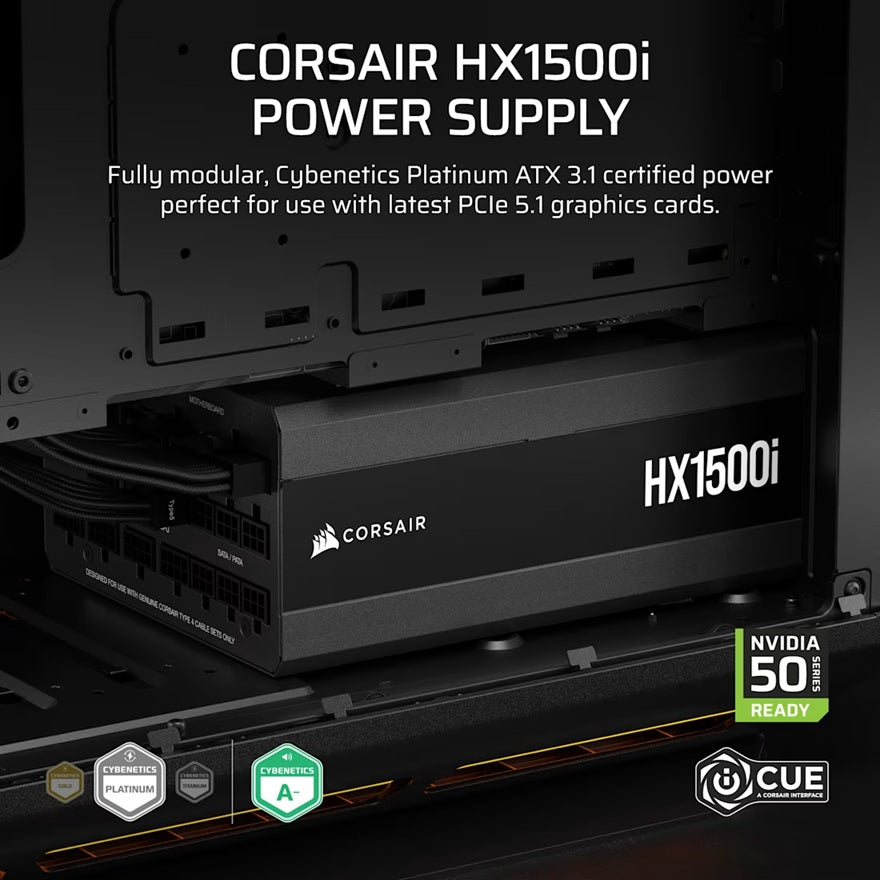 Corsair HX1500i 1500W Platinum Fully Modular ATX 3.1 PC Power Supply Corsair