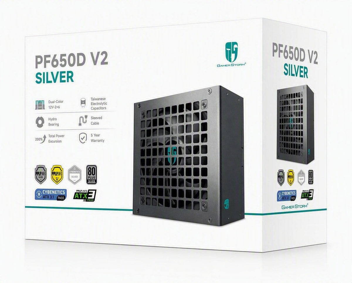 DeepCool PF650D V2 650W Gamer Storm 80+ Silver/Cybenetics Non-Modular ATX Power Supply, Taiwanese Capacitors