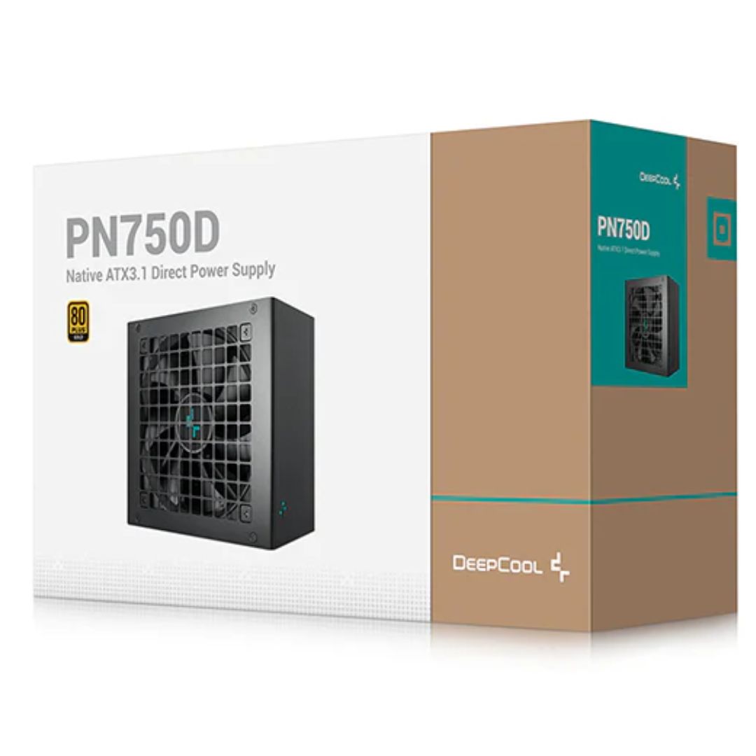 DeepCool PN750D 750W 80+ Gold Certified Non-Modular ATX Power Supply (Direct Cable), 120mm Fan, Japanese Capac