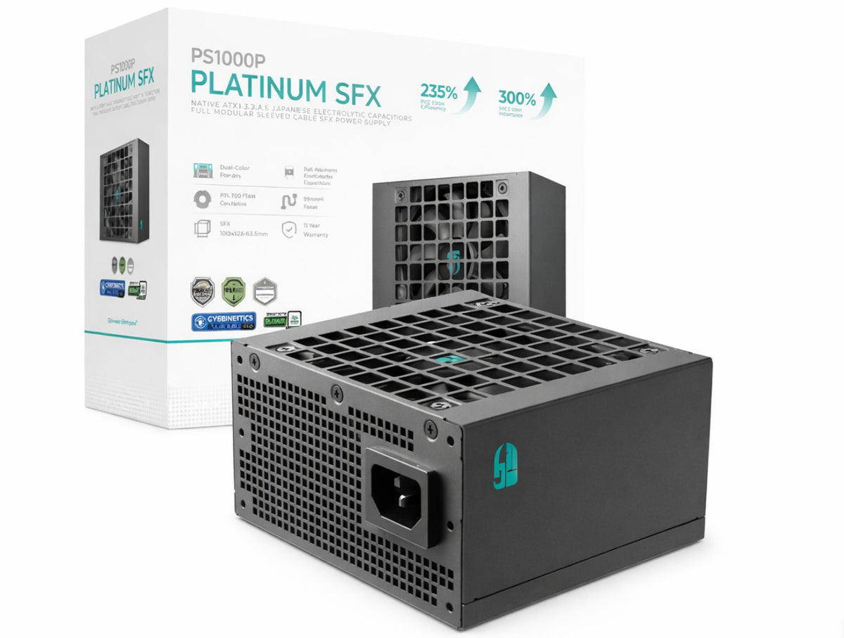 DeepCool PS1000P 1000W Gamer Storm SFX Full Japanese Electroyltic Capacitors Cybenetics Platinum/PPLP 115V Pla